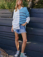 Life's Better in Blue Two-Tone Striped Knit Lightweight Sweater-Women's Clothing-Shop Z & Joxa