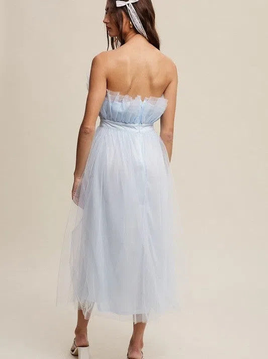 Life's a Dance Paper Bag Frill Tulle Midi Dress-Women's Clothing-Shop Z & Joxa