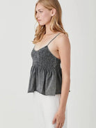 Listen to Your Heart Smocked Flare Bottom Knit Cami Top-Women's Clothing-Shop Z & Joxa