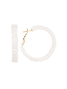 Live in Sunshine White Beaded Hoop Earrings-Women's Accessories-Shop Z & Joxa