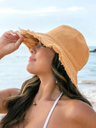 Living for the Weekend Frayed Edge Canvas Bucket Hat-Women's Accessories-Shop Z & Joxa