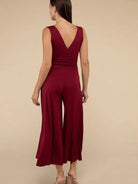 Living in the Now Surplice Neckline Sleeveless Jumpsuit-Women's Clothing-Shop Z & Joxa