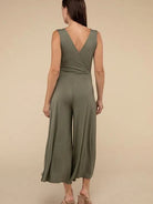 Living in the Now Surplice Neckline Sleeveless Jumpsuit-Women's Clothing-Shop Z & Joxa