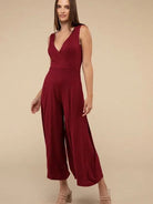 Living in the Now Surplice Neckline Sleeveless Jumpsuit-Women's Clothing-Shop Z & Joxa