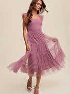 Living my Own Fairytale Smocked Mesh Ruffle Tiered Maxi Dress-Women's Clothing-Shop Z & Joxa