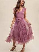 Living my Own Fairytale Smocked Mesh Ruffle Tiered Maxi Dress-Women's Clothing-Shop Z & Joxa