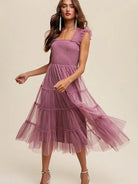 Living my Own Fairytale Smocked Mesh Ruffle Tiered Maxi Dress-Women's Clothing-Shop Z & Joxa