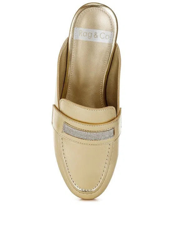 London Rag Gold Makes Everything Better Piscola Rhinestones Slip On Mules-Women's Shoes-Shop Z & Joxa