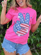 Love My Neon Pink Peace USA Graphic Tee-Women's Clothing-Shop Z & Joxa