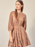 Love You A Latte Tiered Mini Dress-Women's Clothing-Shop Z & Joxa
