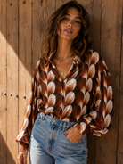 Love at First Sight Love Calling Retro Heart Button Up Blouse-Women's Shirts & Tops-Shop Z & Joxa