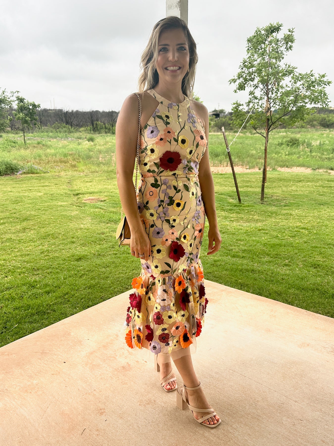 Love Is Like Wildflowers 3D Floral High-Neck Midi Dress Love Is Like Wildflowers 3D Floral High-Neck Midi Dress