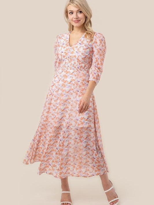 Lovely Pink Floral V Neck Max Dress-Dresses-Shop Z & Joxa
