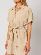 Making my Way Half Sleeve Button Down Shirt Dress-Women's Clothing-Shop Z & Joxa