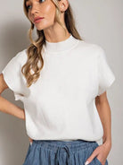 Making my Way Mock Neck Short Sleeve Top-Women's Clothing-Shop Z & Joxa