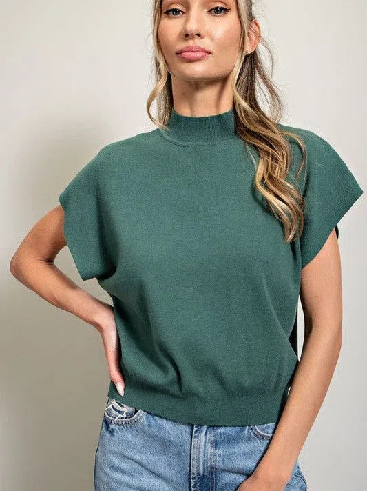 Making my Way Mock Neck Short Sleeve Top-Women's Clothing-Shop Z & Joxa