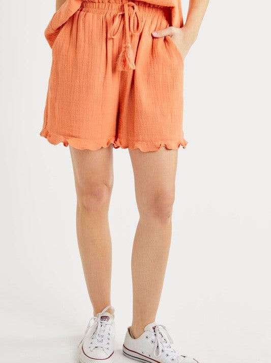 Matchy Matchy Gauze Summer Set in Coral Orange-Women's Clothing-Shop Z & Joxa