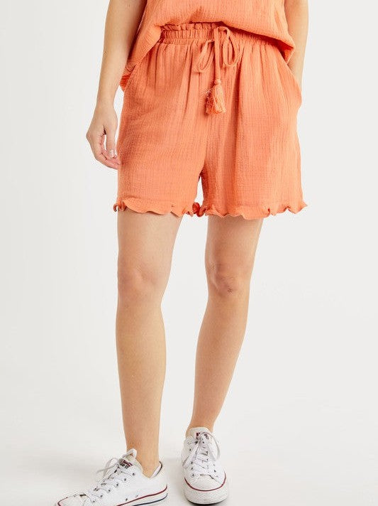 Matchy Matchy Gauze Summer Set in Coral Orange-Women's Sets-Shop Z & Joxa