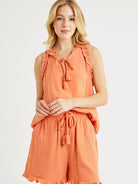 Matchy Matchy Gauze Summer Set in Coral Orange-Women's Sets-Shop Z & Joxa