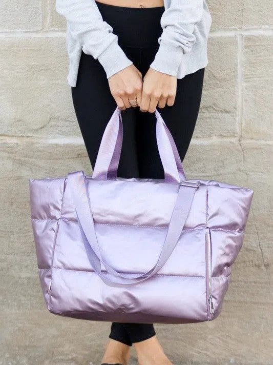 Metallic Dream Puffer Tote Bag-Women's Accessories-Shop Z & Joxa