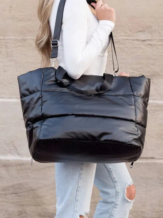 Metallic Dream Puffer Tote Bag-Women's Accessories-Shop Z & Joxa