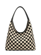 Metro Check Mixed Media Hobo Bag-Women's Accessories-Shop Z & Joxa