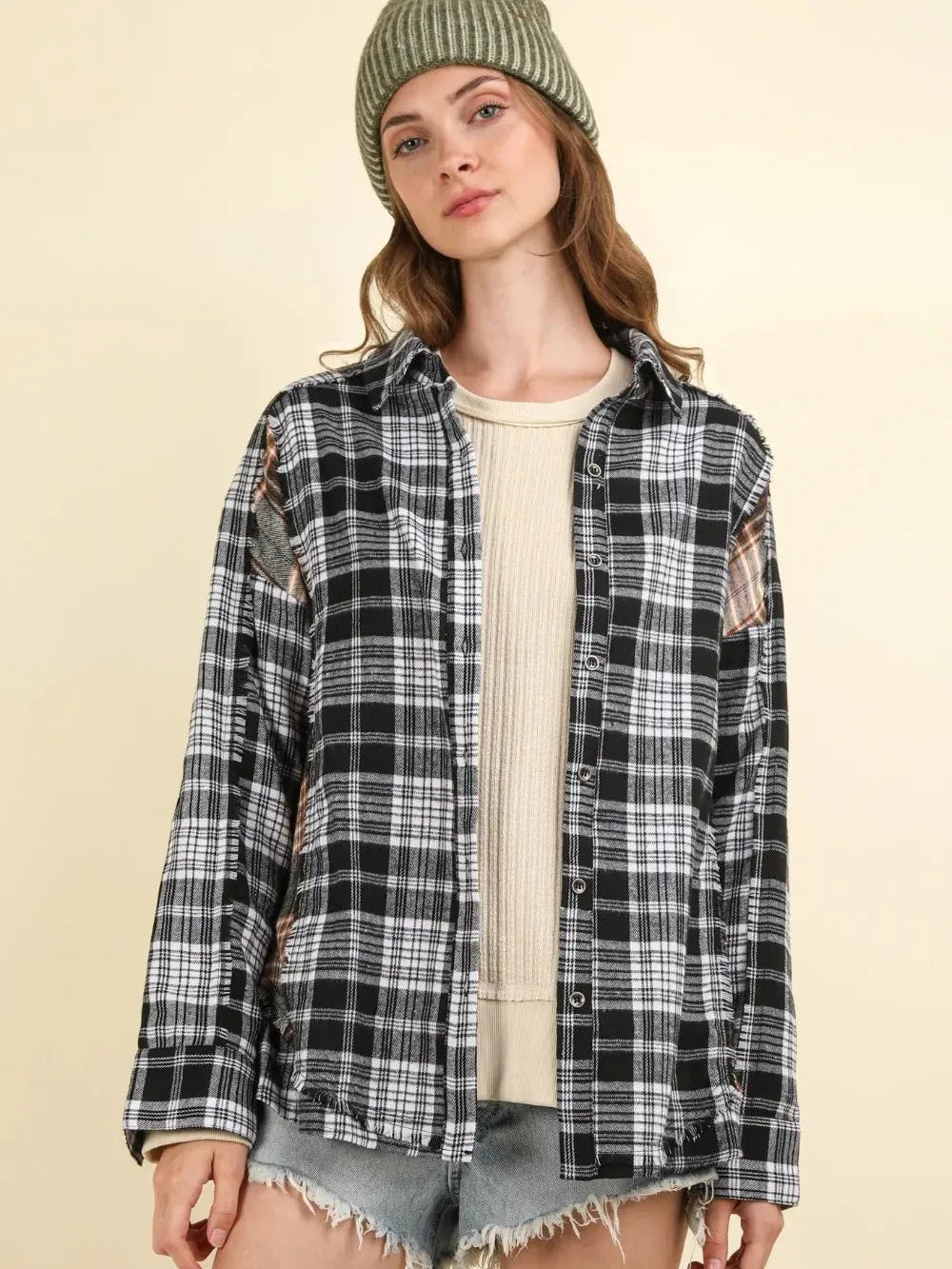 Midnight Plaid Raw-Edge Shacket by Very J-Shop Z & Joxa