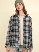 Midnight Plaid Raw-Edge Shacket by Very J-Shop Z & Joxa