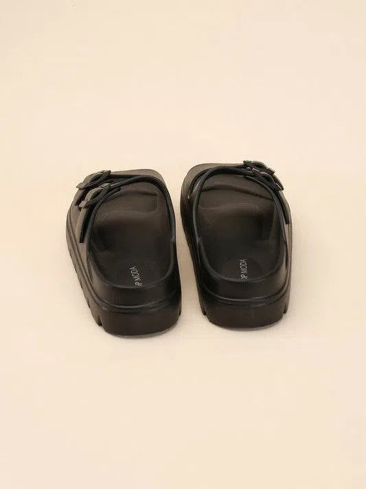 Modern Style Buckle Strap Chunky Slides-Women's Shoes-Shop Z & Joxa