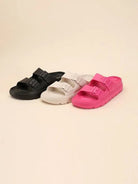 Modern Style Buckle Strap Chunky Slides-Women's Shoes-Shop Z & Joxa