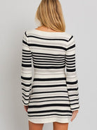 More Stripes Please Sweater Dress with Bell Sleeves-Women's Clothing-Shop Z & Joxa