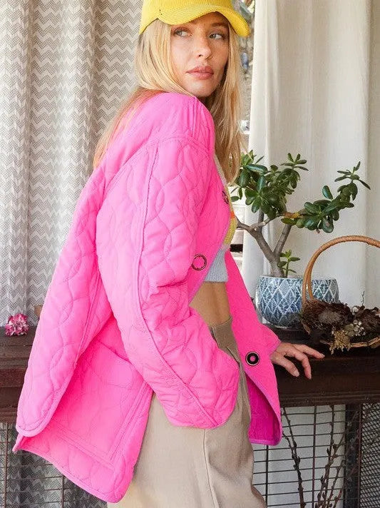 Must Have Quilted Puffer Jacket in Hot Pink-Women's Outerwear-Shop Z & Joxa