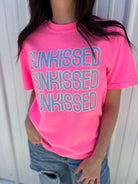 Neon Pink Sunkissed Three Times Over Graphic Tee-Women's Clothing-Shop Z & Joxa