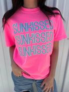 Neon Pink Sunkissed Three Times Over Graphic Tee-Women's Clothing-Shop Z & Joxa