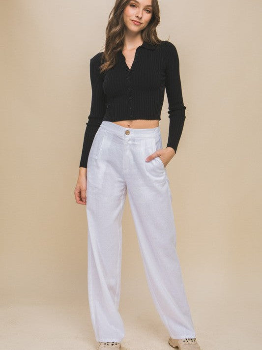 Never Wrong Front Creased Linen Pants-Women's Clothing-Shop Z & Joxa