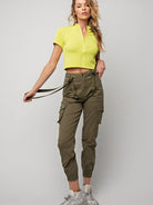 Next Level Trendy Stretch Twill Cargo Joggers Overalls-Women's Clothing-Shop Z & Joxa