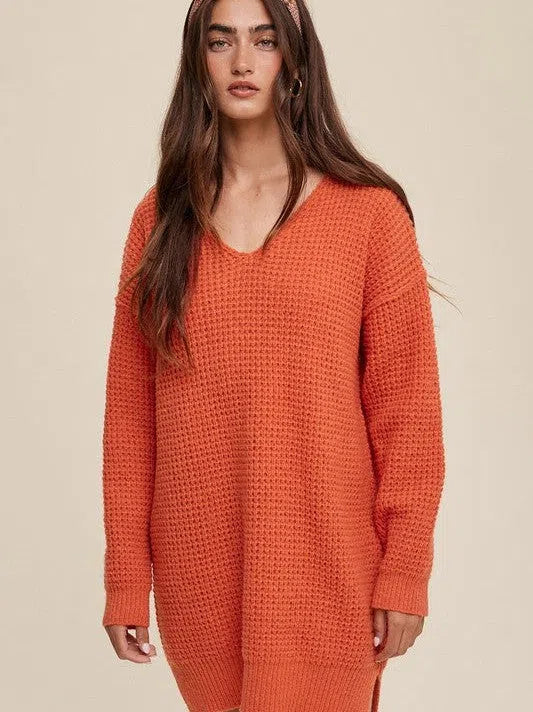 Normalcy is for the Weak Slouchy V-neck Ribbed Knit Sweater-Women's Clothing-Shop Z & Joxa