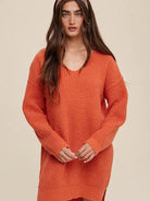 Normalcy is for the Weak Slouchy V-neck Ribbed Knit Sweater-Women's Clothing-Shop Z & Joxa