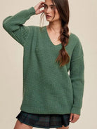 Normalcy is for the Weak Slouchy V-neck Ribbed Knit Sweater-Women's Clothing-Shop Z & Joxa