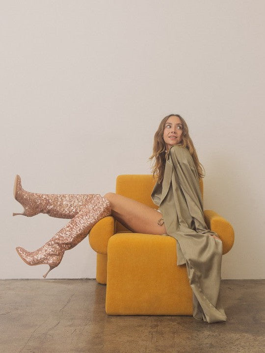 OASIS SOCIETY Don't be Afraid to Sparkle - Knee High Sequin Boots-Shop Z & Joxa