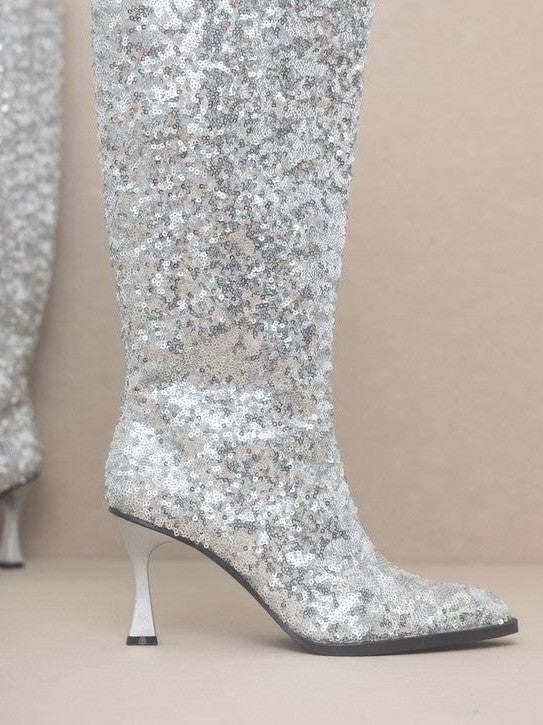 OASIS SOCIETY Don't be Afraid to Sparkle - Knee High Sequin Boots-Women's Shoes-Shop Z & Joxa