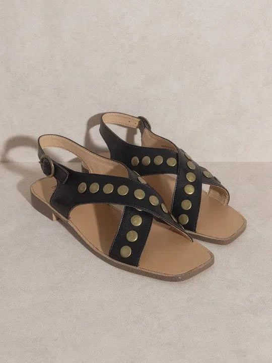 OASIS SOCIETY Dreaming Beyond Limits Kylie Studded Cross Band Sandal-Women's Shoes-Shop Z & Joxa