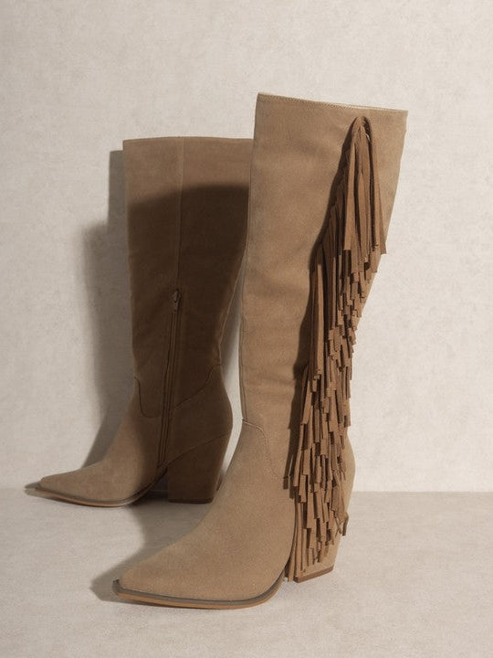 OASIS SOCIETY Elevate your Style Knee-High Fringe Boots-Women's Shoes-Shop Z & Joxa