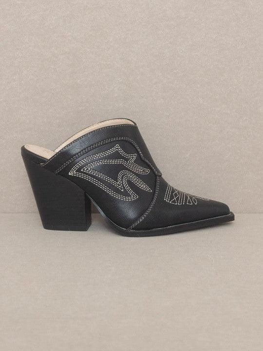 OASIS SOCIETY Hint of Western Embroidered Heeled Mule-Women's Shoes-Shop Z & Joxa