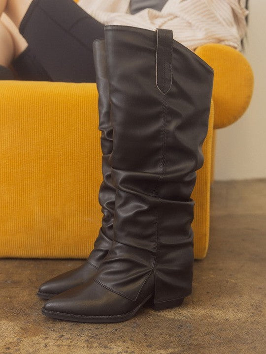 OASIS SOCIETY Life is Better in Boots Thea Fold Over Slit Boots-Women's Clothing-Shop Z & Joxa