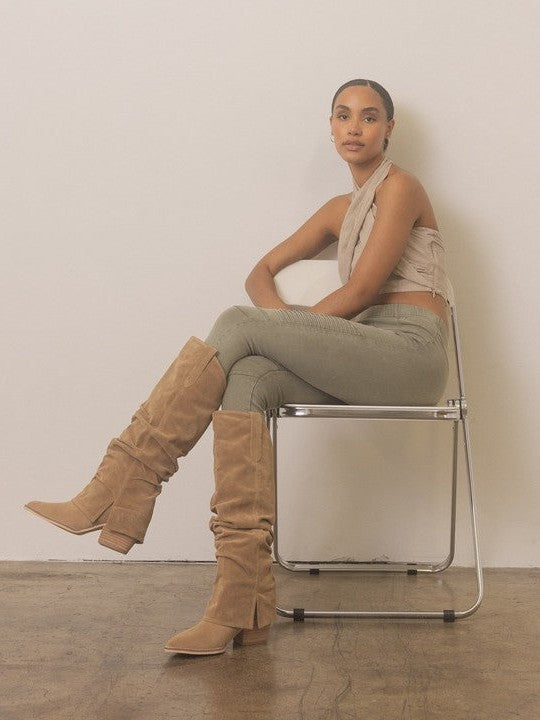 OASIS SOCIETY Life is Better in Boots Thea Fold Over Slit Boots-Women's Clothing-Shop Z & Joxa