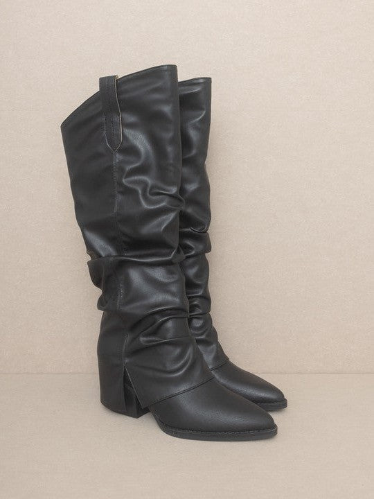 OASIS SOCIETY Life is Better in Boots Thea Fold Over Slit Boots-Women's Clothing-Shop Z & Joxa