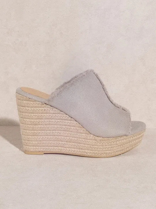 OASIS SOCIETY Simple Bliss - Distressed Linen Wedge-Women's Shoes-Shop Z & Joxa