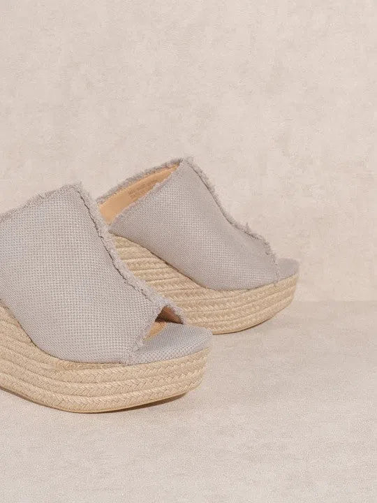 OASIS SOCIETY Simple Bliss - Distressed Linen Wedge-Women's Shoes-Shop Z & Joxa