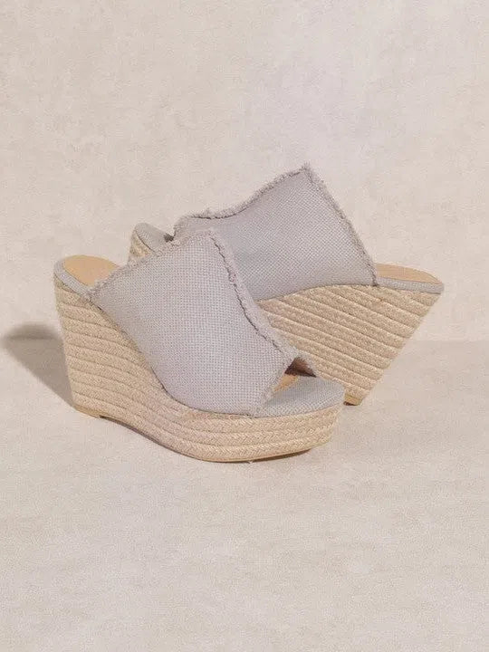 OASIS SOCIETY Simple Bliss - Distressed Linen Wedge-Women's Shoes-Shop Z & Joxa